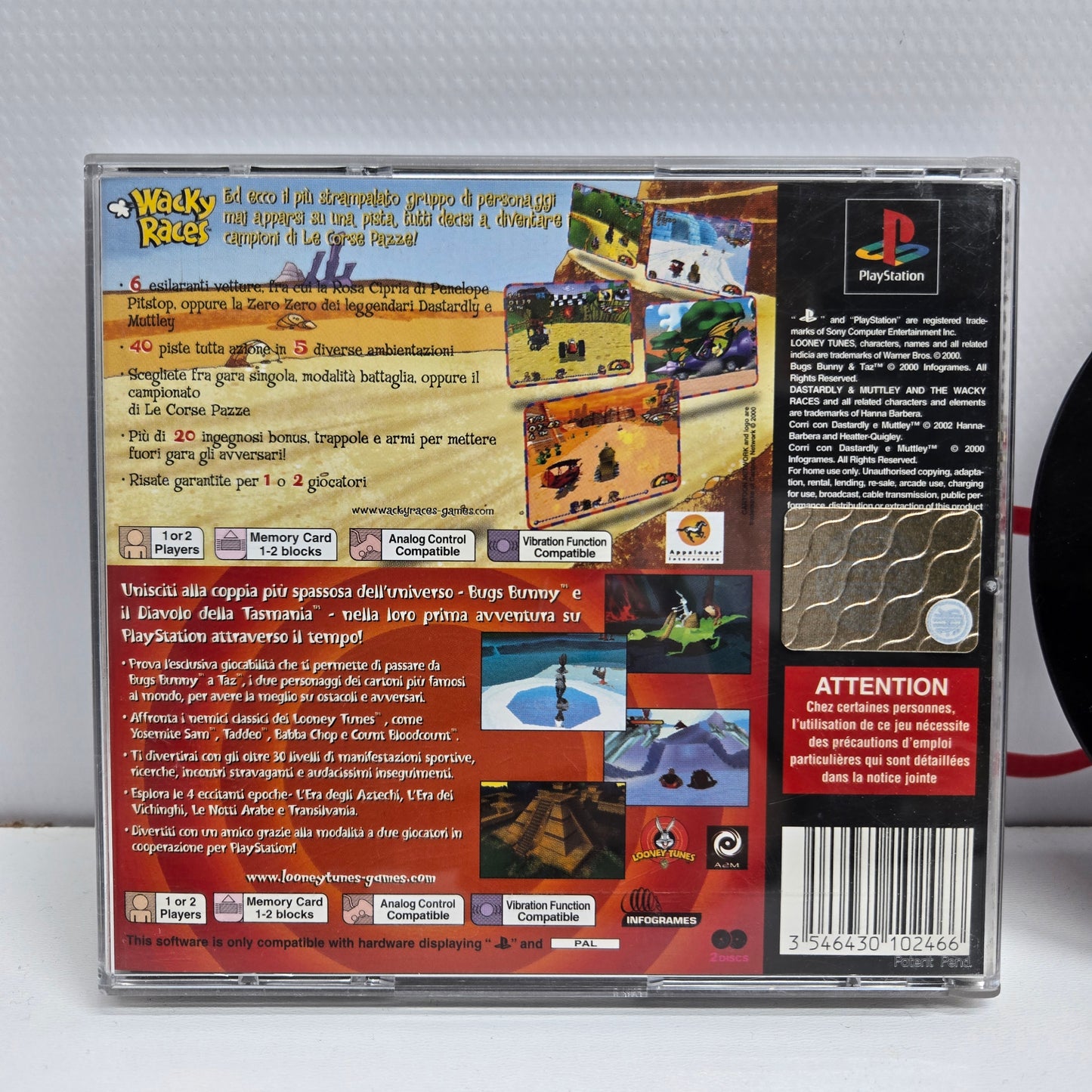 2 Games: Wacky Races + Bugs Bunny & Taz Ps1