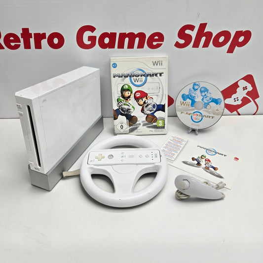 White Nintendo Wii - Mario Kart Bundle