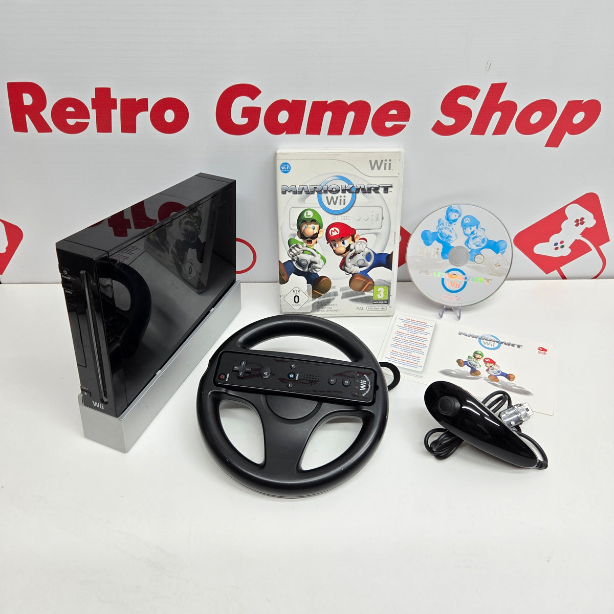 Black Nintendo Wii - Mario Kart Bundle